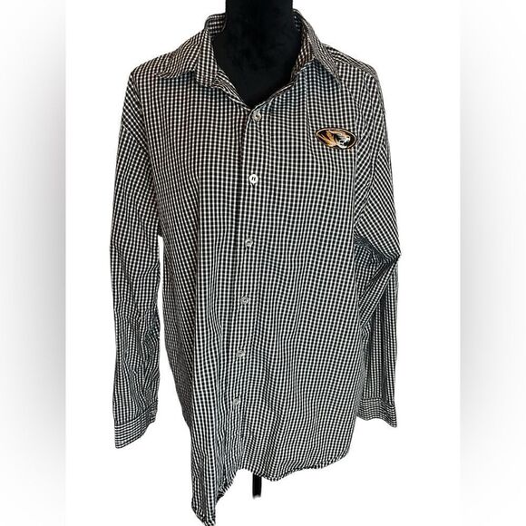 UNIVERSITY OF MISSOURI MIZZOU TIGERS CHECKERED LONG SLEEVE BUTTON UP MENS XL - Picture 2 of 8